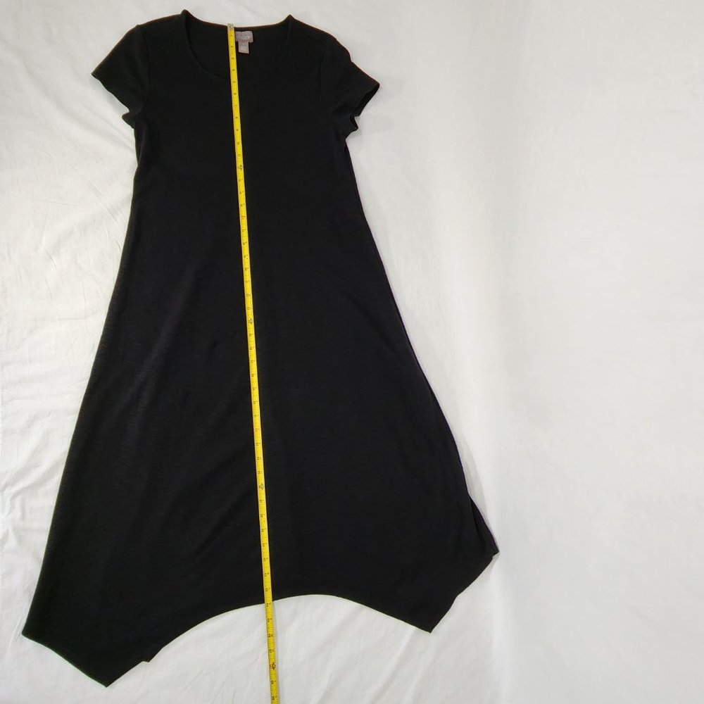 CHICO'S Black Seamed Tee Mixi Dress with Asymmetrical Hem Size 1 (8/M) LIKE NEW - Picture 16 of 16